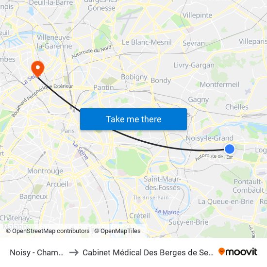 Noisy - Champs to Cabinet Médical Des Berges de Seine map