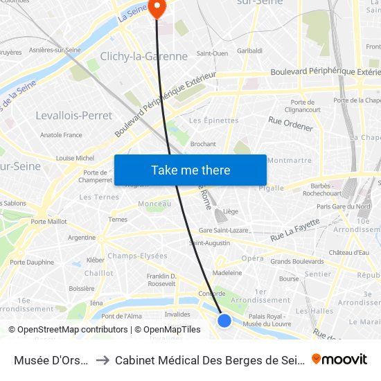 Musée D'Orsay to Cabinet Médical Des Berges de Seine map
