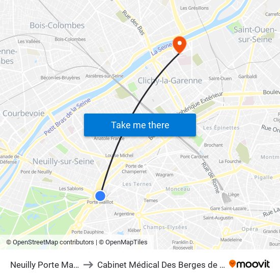 Neuilly Porte Maillot to Cabinet Médical Des Berges de Seine map