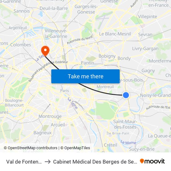 Val de Fontenay to Cabinet Médical Des Berges de Seine map