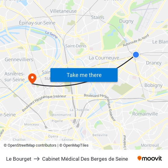 Le Bourget to Cabinet Médical Des Berges de Seine map