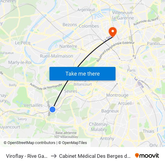 Viroflay - Rive Gauche to Cabinet Médical Des Berges de Seine map