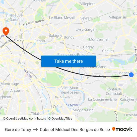 Gare de Torcy to Cabinet Médical Des Berges de Seine map