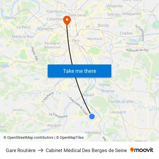 Gare Routière to Cabinet Médical Des Berges de Seine map