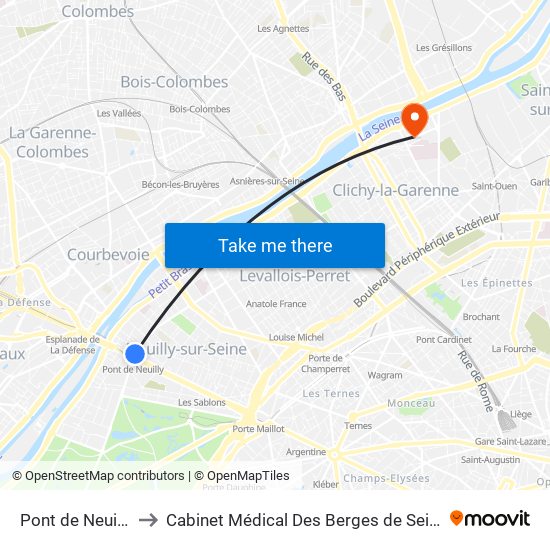 Pont de Neuilly to Cabinet Médical Des Berges de Seine map