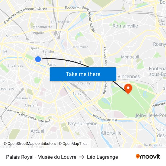 Palais Royal - Musée du Louvre to Léo Lagrange map