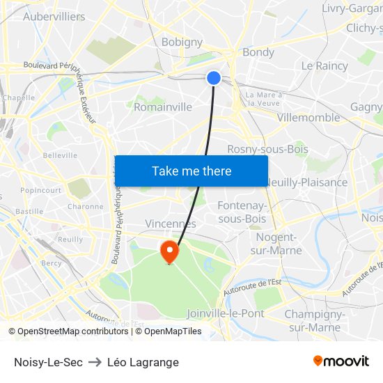 Noisy-Le-Sec to Léo Lagrange map