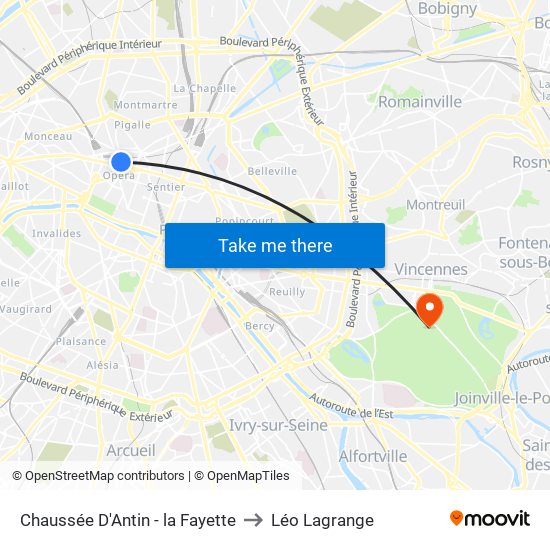 Chaussée D'Antin - la Fayette to Léo Lagrange map
