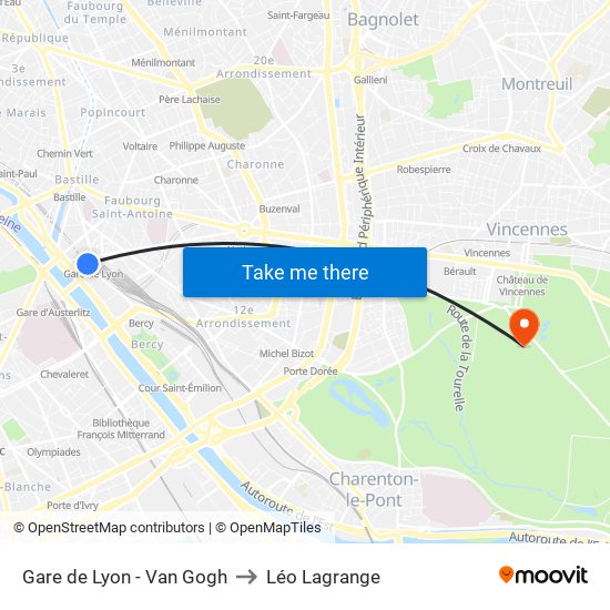 Gare de Lyon - Van Gogh to Léo Lagrange map