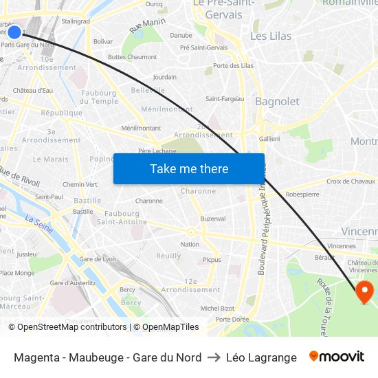 Magenta - Maubeuge - Gare du Nord to Léo Lagrange map