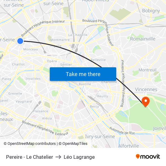 Pereire - Le Chatelier to Léo Lagrange map
