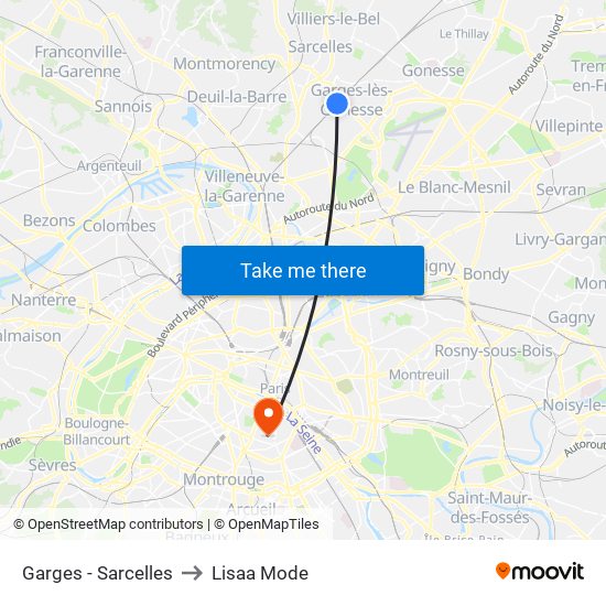 Garges - Sarcelles to Lisaa Mode map