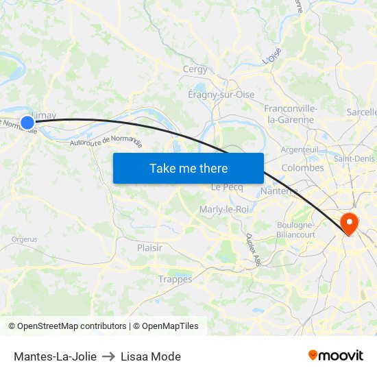 Mantes-La-Jolie to Lisaa Mode map