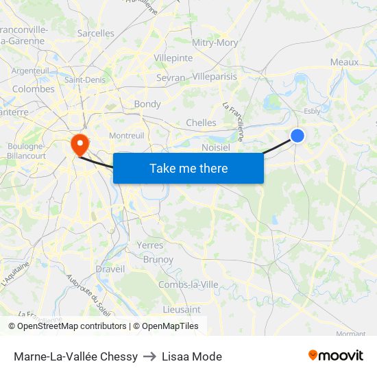 Marne-La-Vallée Chessy to Lisaa Mode map