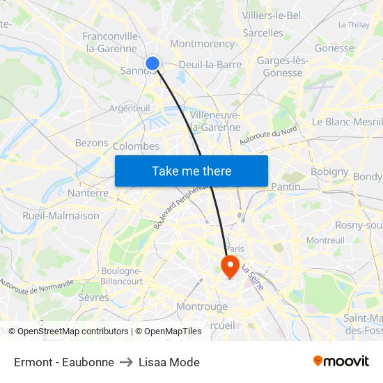 Ermont - Eaubonne to Lisaa Mode map