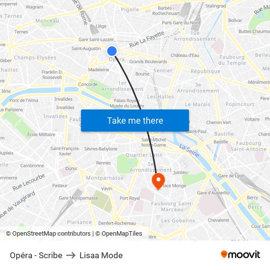 Opéra - Scribe to Lisaa Mode map
