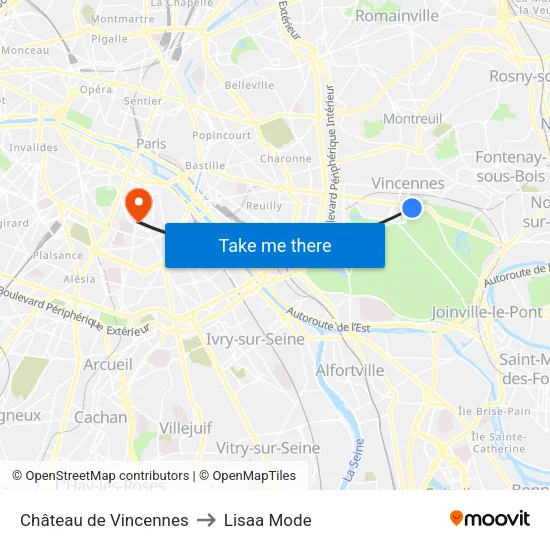 Château de Vincennes to Lisaa Mode map