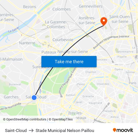 Saint-Cloud to Stade Municipal Nelson Paillou map