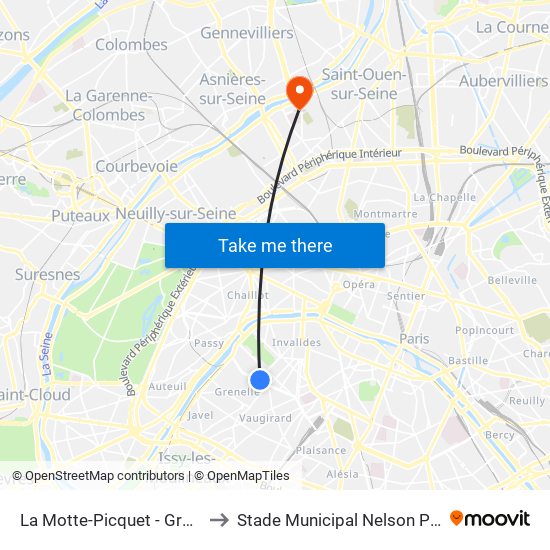 La Motte-Picquet - Grenelle to Stade Municipal Nelson Paillou map