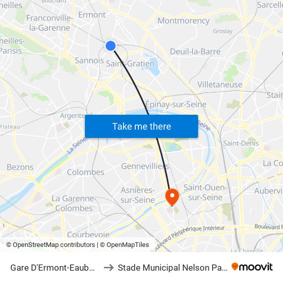 Gare D'Ermont-Eaubonne to Stade Municipal Nelson Paillou map