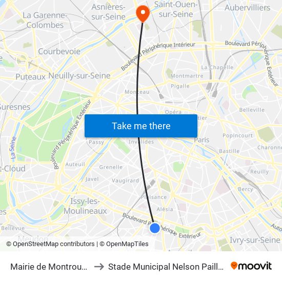 Mairie de Montrouge to Stade Municipal Nelson Paillou map