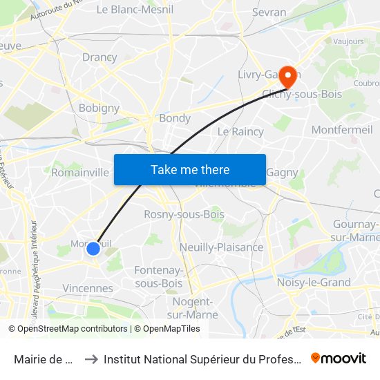 Mairie de Montreuil to Institut National Supérieur du Professorat Et de L'Éducation map
