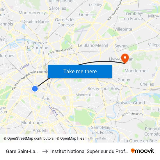Gare Saint-Lazare – Havre to Institut National Supérieur du Professorat Et de L'Éducation map