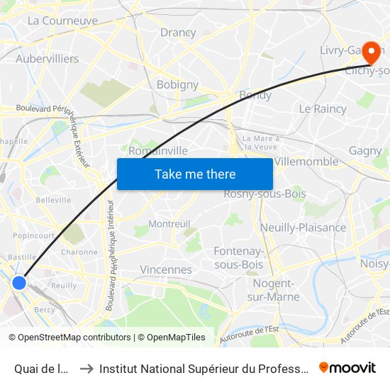 Quai de la Rapée to Institut National Supérieur du Professorat Et de L'Éducation map