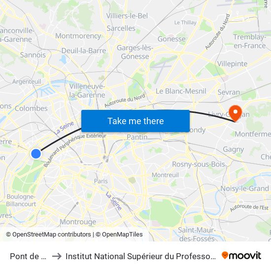 Pont de Neuilly to Institut National Supérieur du Professorat Et de L'Éducation map