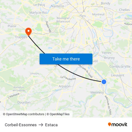 Corbeil-Essonnes to Estaca map