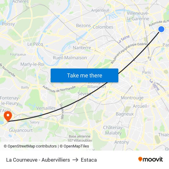 La Courneuve - Aubervilliers to Estaca map