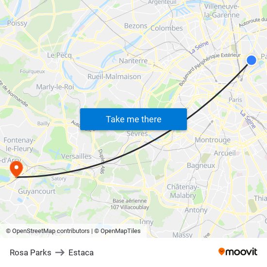 Rosa Parks to Estaca map