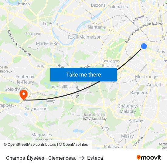 Champs-Élysées - Clemenceau to Estaca map