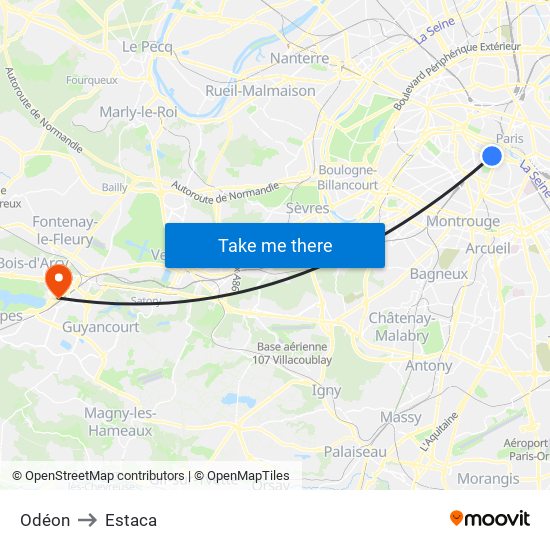 Odéon to Estaca map