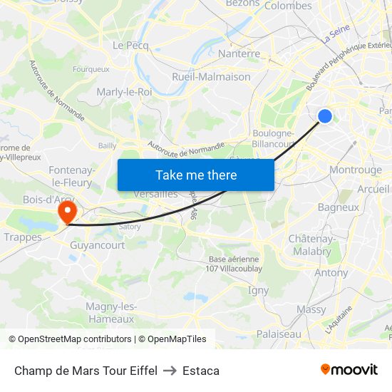 Champ de Mars Tour Eiffel to Estaca map