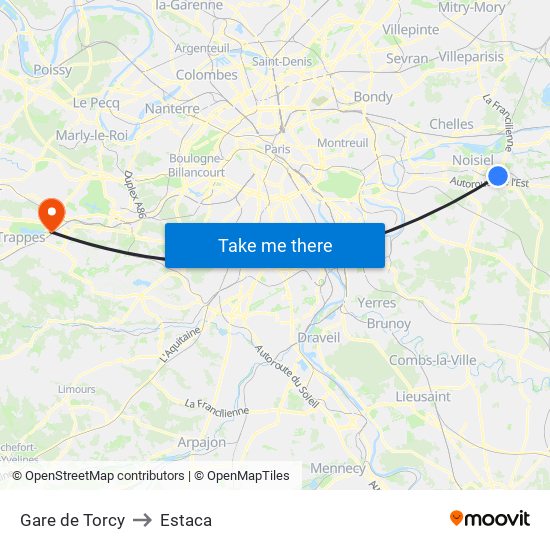 Gare de Torcy to Estaca map