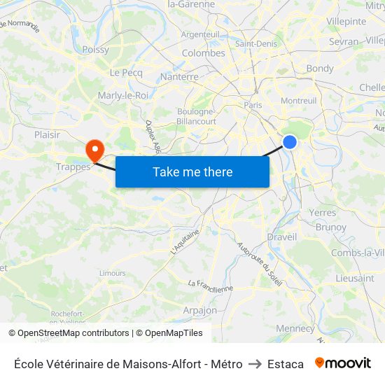 École Vétérinaire de Maisons-Alfort - Métro to Estaca map