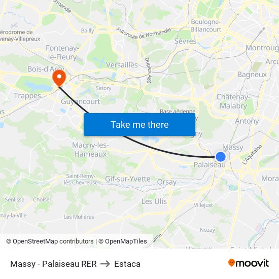 Massy - Palaiseau RER to Estaca map