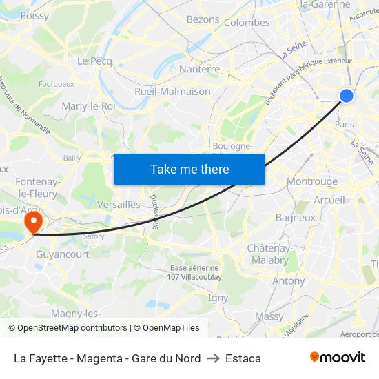 La Fayette - Magenta - Gare du Nord to Estaca map