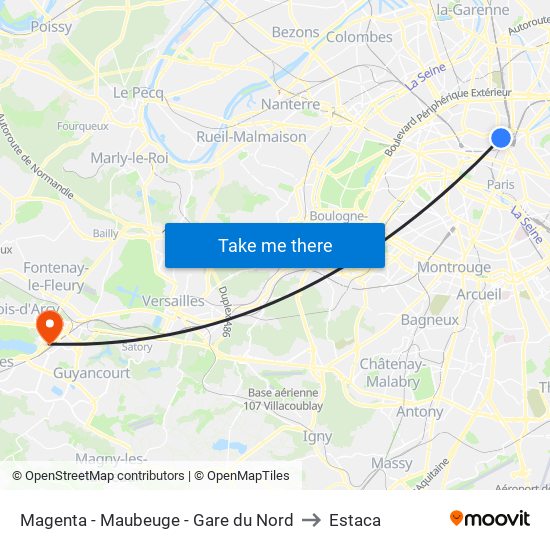 Magenta - Maubeuge - Gare du Nord to Estaca map