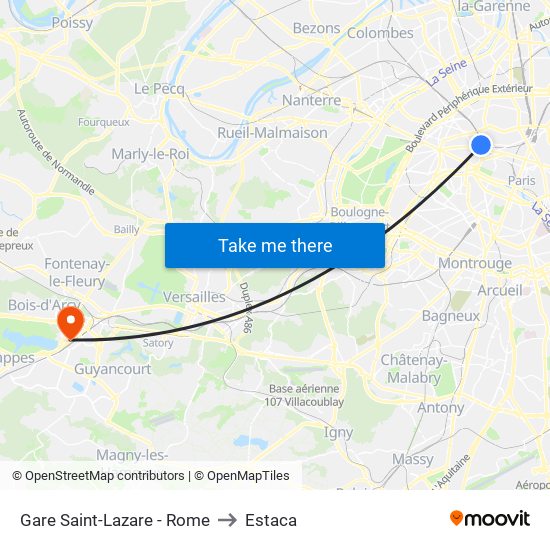 Gare Saint-Lazare - Rome to Estaca map