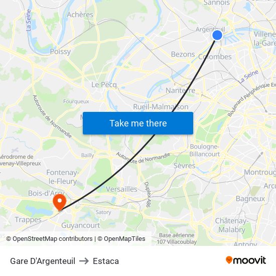 Gare D'Argenteuil to Estaca map