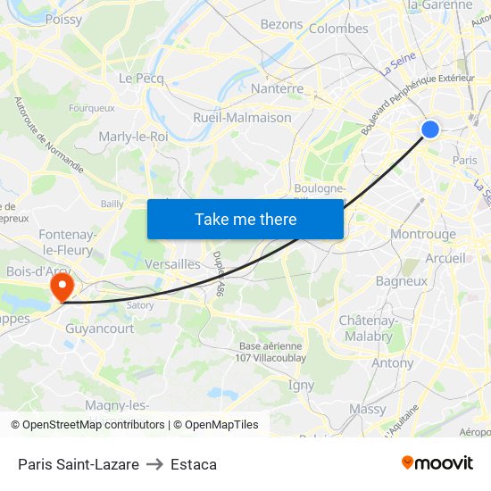 Paris Saint-Lazare to Estaca map