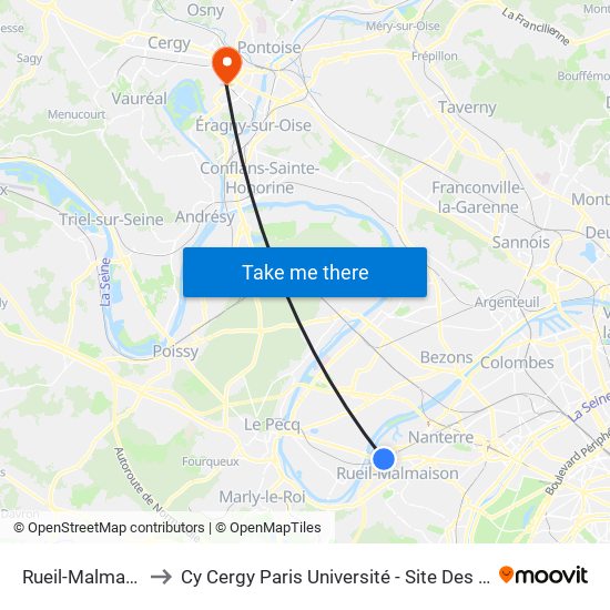 Rueil-Malmaison to Cy Cergy Paris Université - Site Des Chênes map