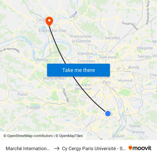 Marché International de Rungis to Cy Cergy Paris Université - Site Des Chênes map