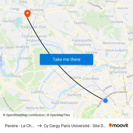 Pereire - Le Chatelier to Cy Cergy Paris Université - Site Des Chênes map
