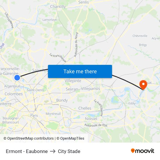 Ermont - Eaubonne to City Stade map