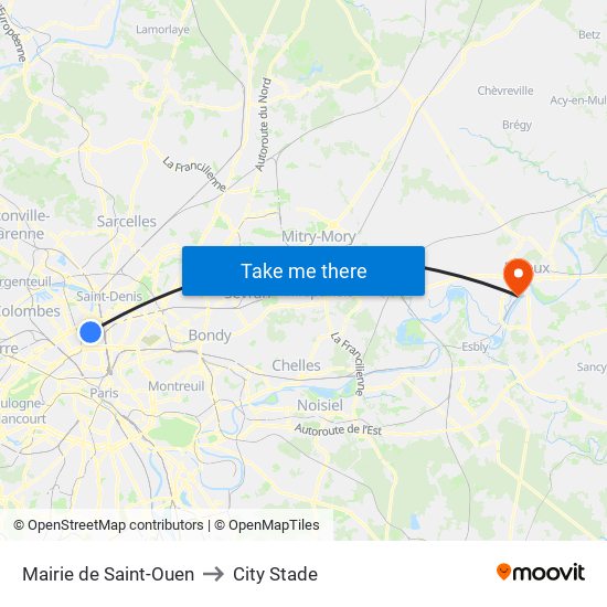 Mairie de Saint-Ouen to City Stade map