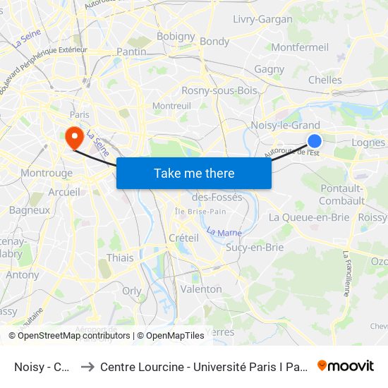 Noisy - Champs to Centre Lourcine - Université Paris I Panthéon-Sorbonne map
