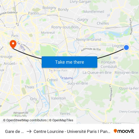 Gare de Torcy to Centre Lourcine - Université Paris I Panthéon-Sorbonne map